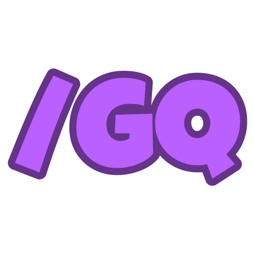 “/gq” in purple and outlined in darker purple